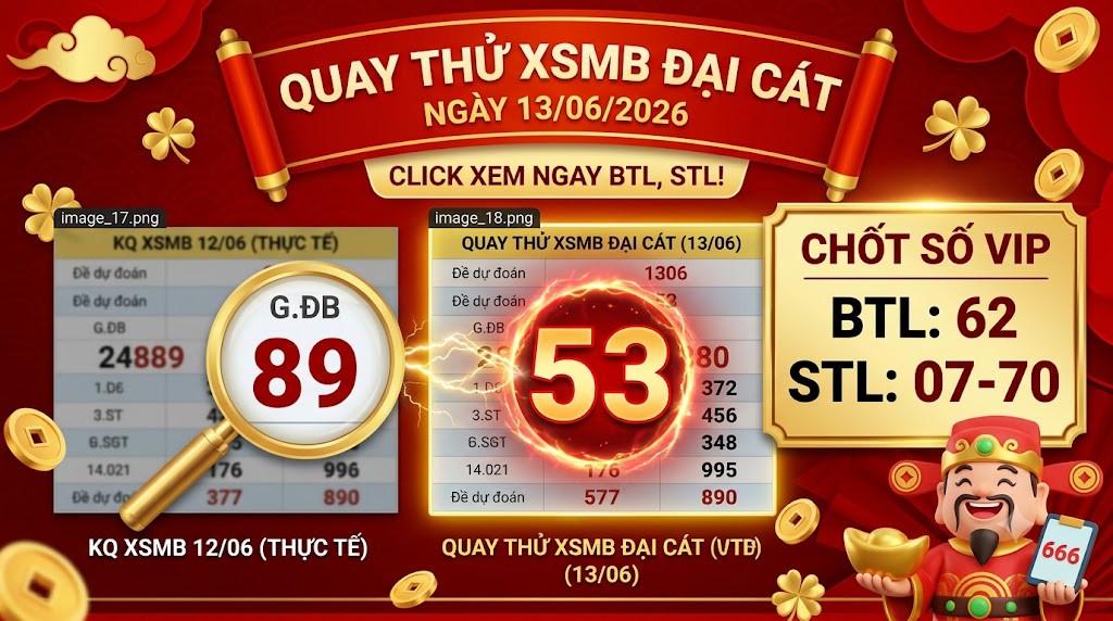 Kết Quả Quay Thử XSMB Đại Cát Ngày 13/06/2026 – Chốt Số Chuẩn Xác Chiều Nay